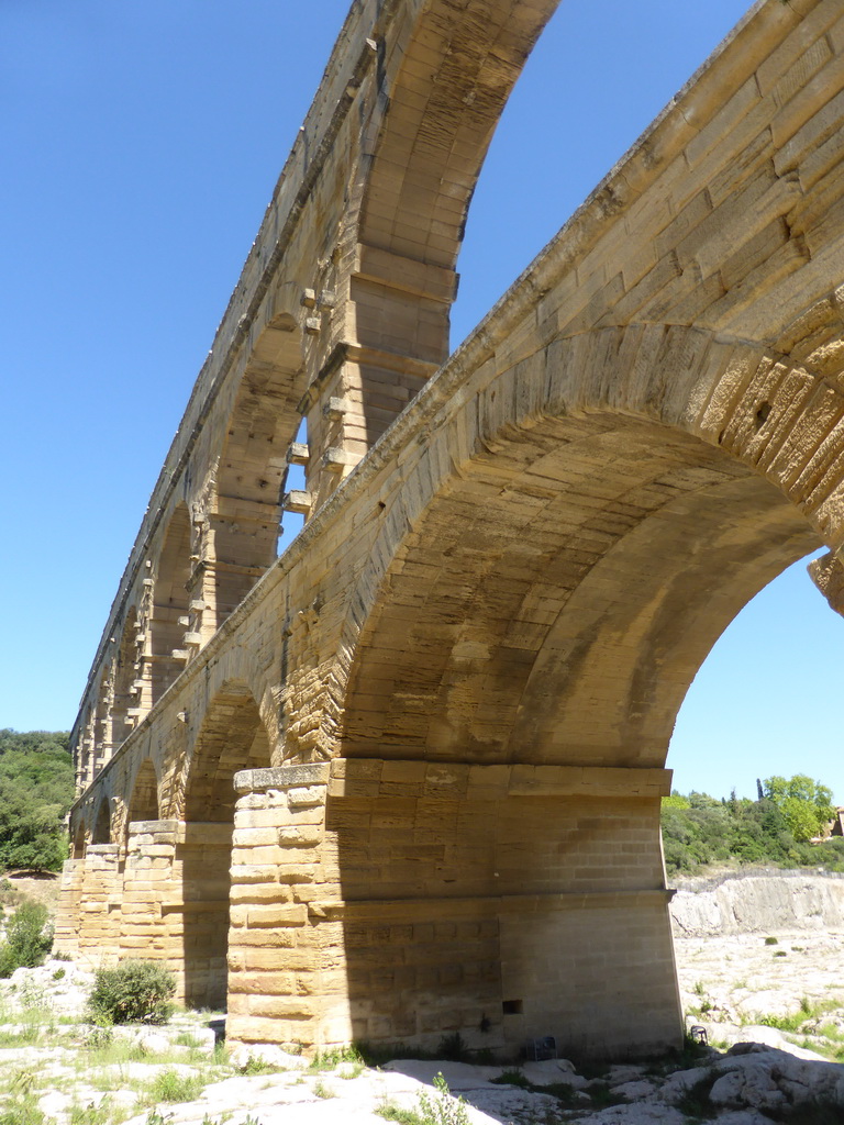 The south side of the Pont du Gard aqueduct bridge