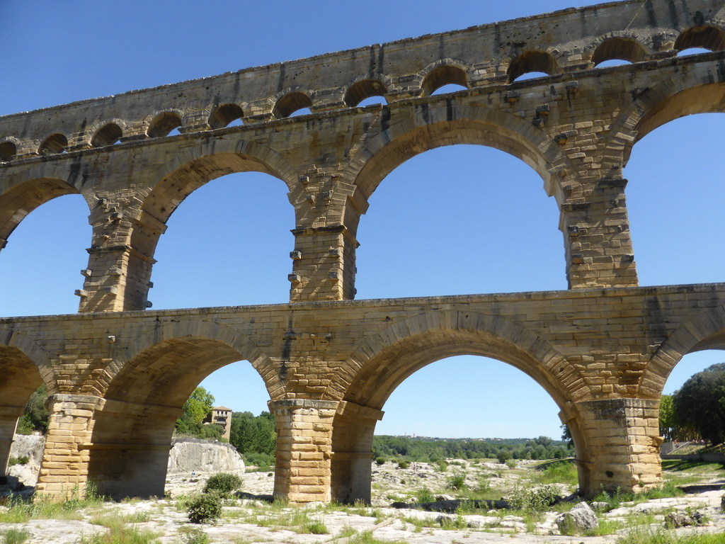 The south side of the Pont du Gard aqueduct bridge