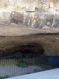 Prehistoric cave next to the road on the northeast side of the Pont du Gard aqueduct bridge
