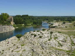 The north side of the Gardon river, viewed from the Pont du Gard aqueduct bridge