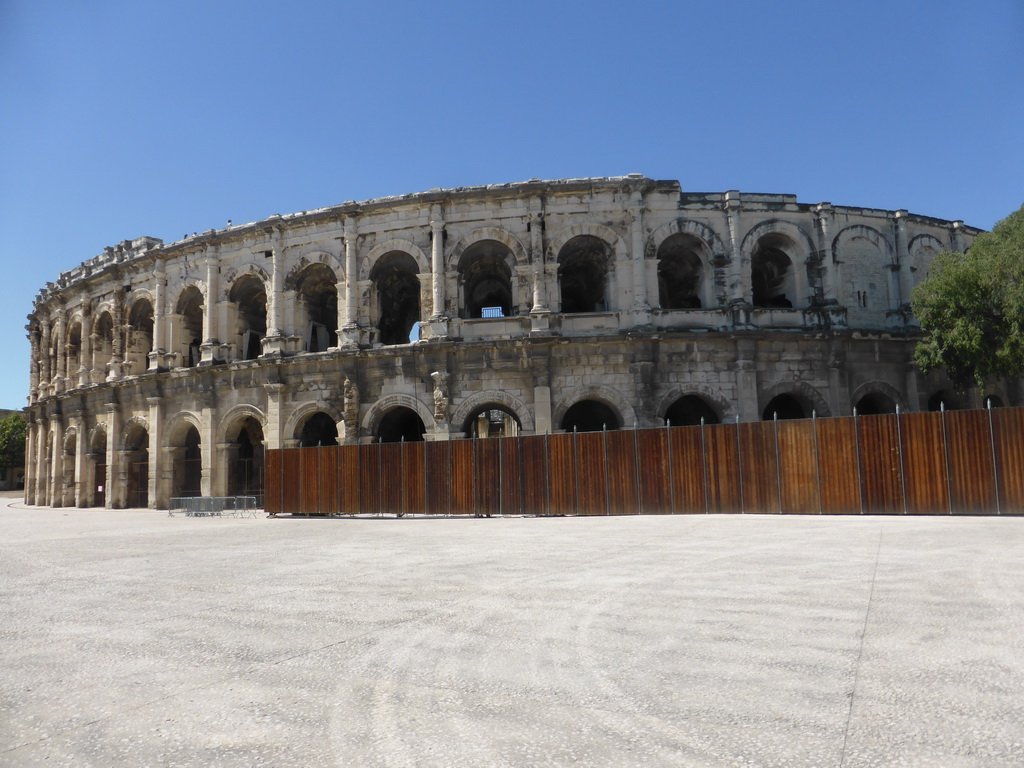 The east side of the Arena of Nîmes at the Place des Arènes square