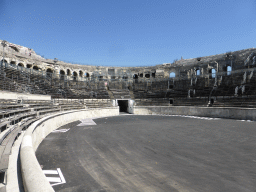 The northeast side of the interior of the Arena of Nîmes, viewed from the bottom rows of seats