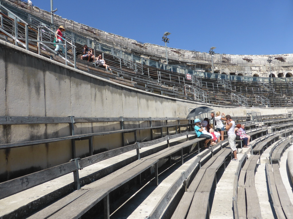 The bottom rows of seats at the north side of the Arena of Nîmes