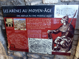 Information on the Arena in the Middle Ages, at the upper walkway of the Arena of Nîmes