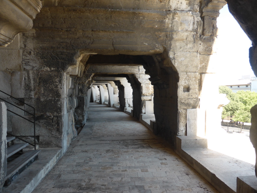 The upper walkway of the Arena of Nîmes