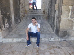 Tim at the upper walkway of the Arena of Nîmes