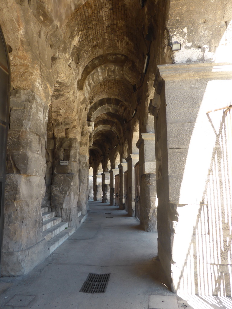 The upper walkway of the Arena of Nîmes