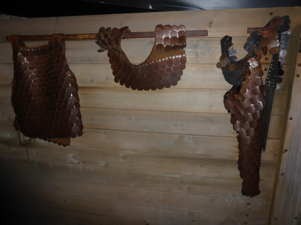 Armour in the Gladiator Room at the ground floor of the Arena of Nîmes