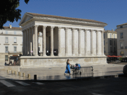 The west side of the Maison Carrée temple at the Place de la Maison Carrée square