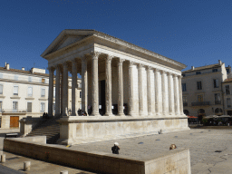 The northwest side of the Maison Carrée temple at the Place de la Maison Carrée square