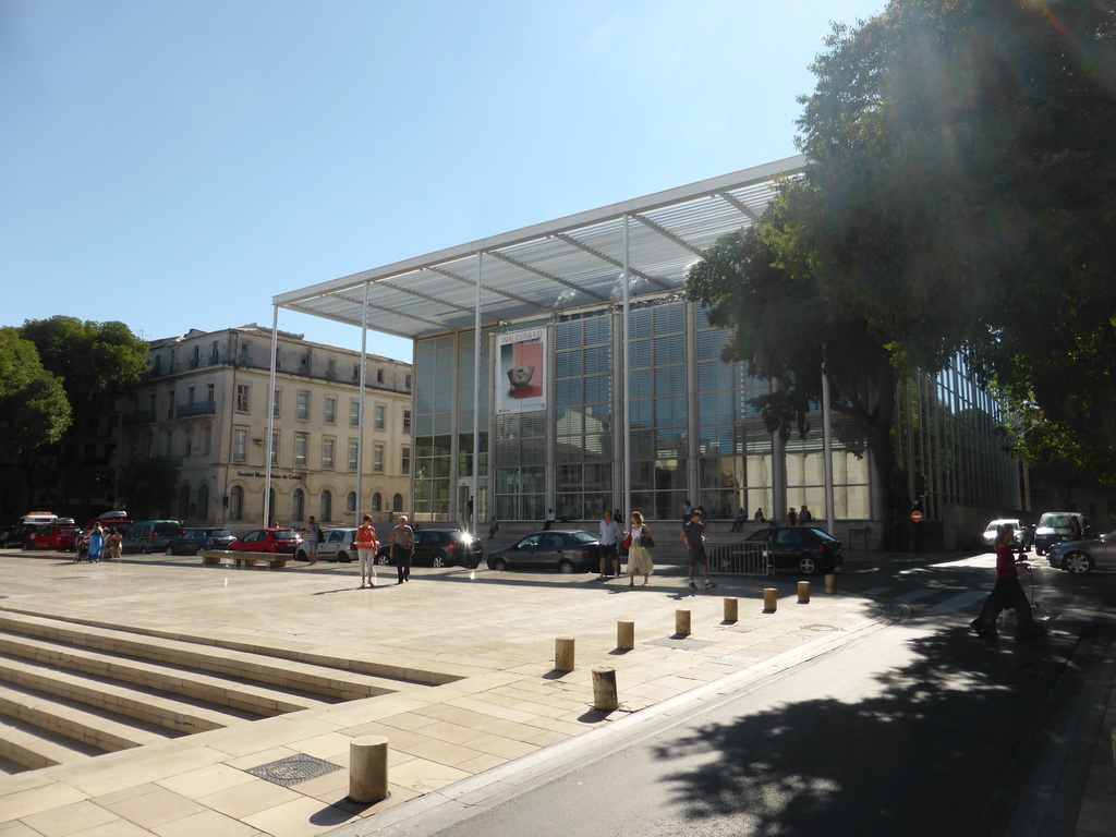 Front of the Carré d`Art museum at the Place de la Maison Carrée square