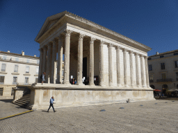 The northwest side of the Maison Carrée temple at the Place de la Maison Carrée square