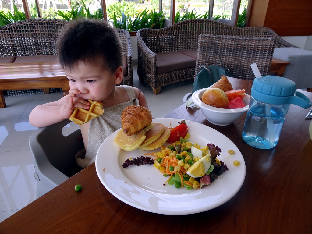 Max having breakfast at the Gading Restaurant at the Inaya Putri Bali hotel