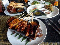 Satay for lunch at the Bebek Tepi Sawah restaurant at the Bali Collection shopping mall