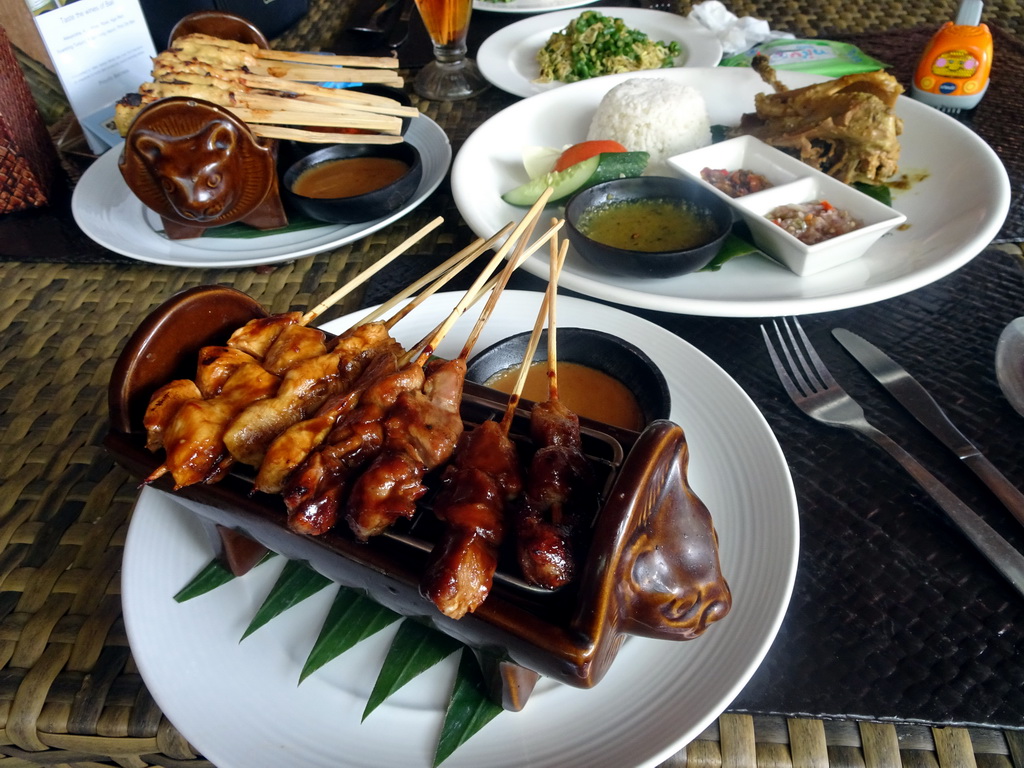 Satay for lunch at the Bebek Tepi Sawah restaurant at the Bali Collection shopping mall