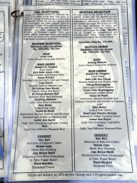 Menu of the Bumbu Bali restaurant