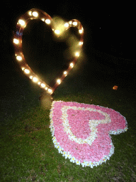 Heart-shaped flower bed at the Kayumanis Nusa Dua Private Villa & Spa, by night