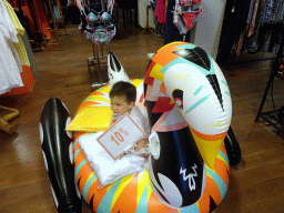 Max with an inflatable Swan at the Bali Collection shopping mall