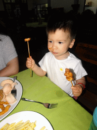 Max having dinner at the Warung Yasa Segara restaurant