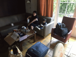 Miaomiao and Max in the living room at the ground floor of our holiday home at the Roompot De Katjeskelder holiday park