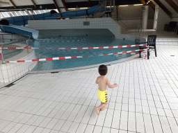 Max at the swimming pool at the Roompot De Katjeskelder holiday park