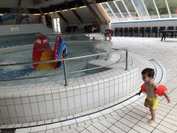 Max at the swimming pool at the Roompot De Katjeskelder holiday park