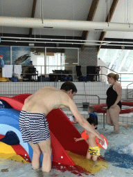 Tim and Max at the swimming pool at the Roompot De Katjeskelder holiday park