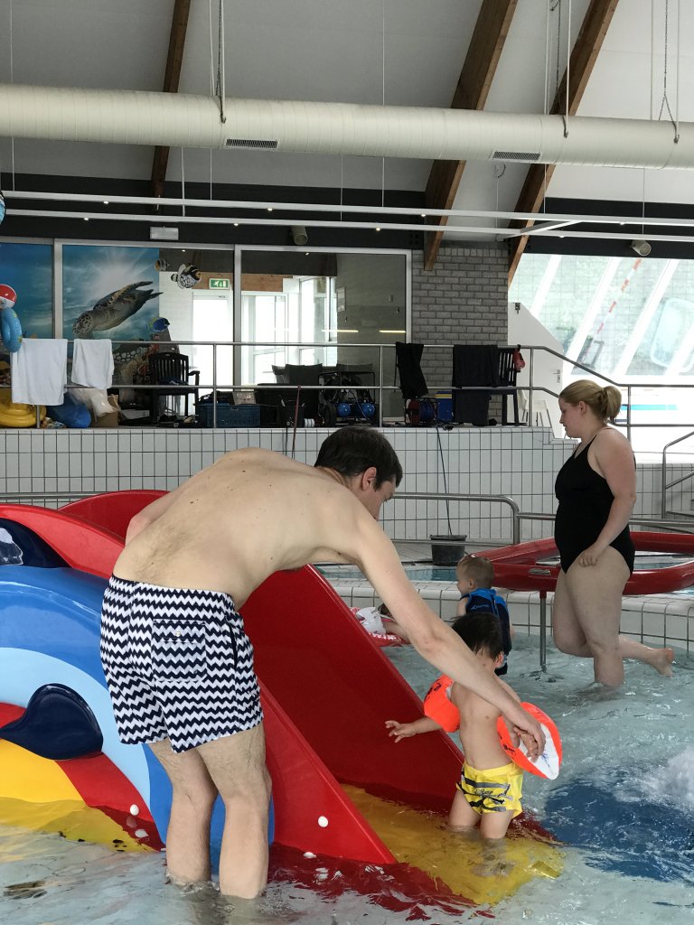 Tim and Max at the swimming pool at the Roompot De Katjeskelder holiday park