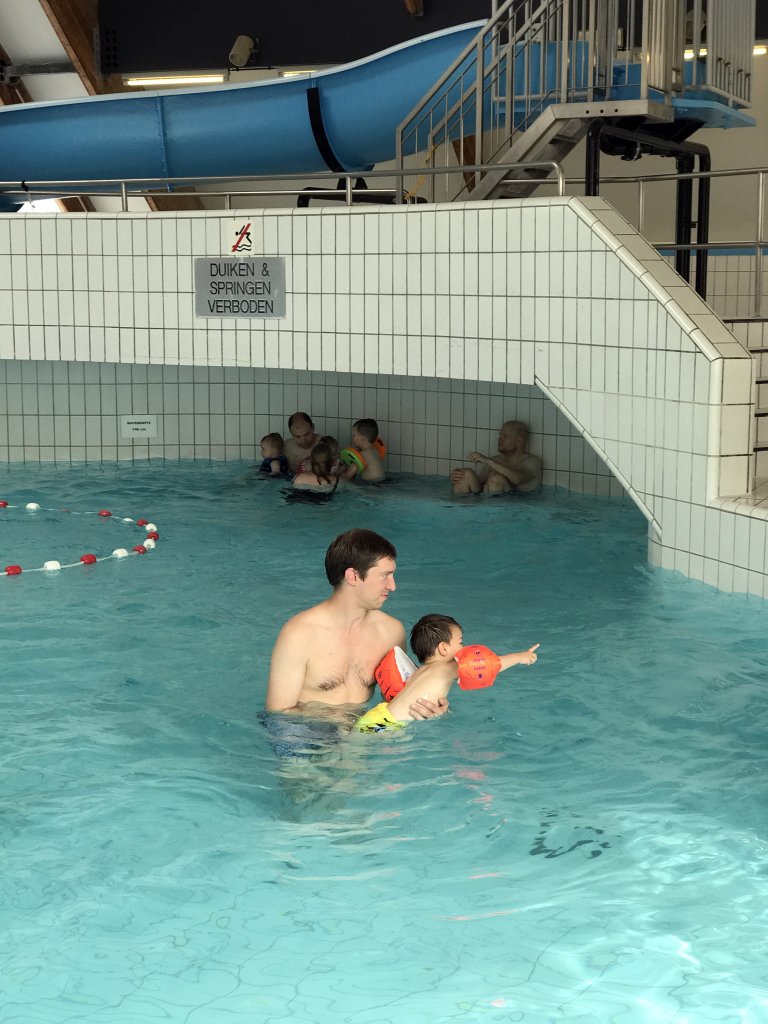 Tim and Max at the swimming pool at the Roompot De Katjeskelder holiday park