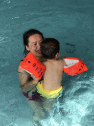 Miaomiao and Max at the swimming pool at the Roompot De Katjeskelder holiday park