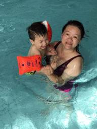 Miaomiao and Max at the swimming pool at the Roompot De Katjeskelder holiday park