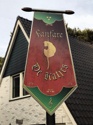 `Fanfare De Katjes` banner at the Roompot De Katjeskelder holiday park