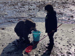 Miaomiao and Max looking for seashells at the Viane Beach