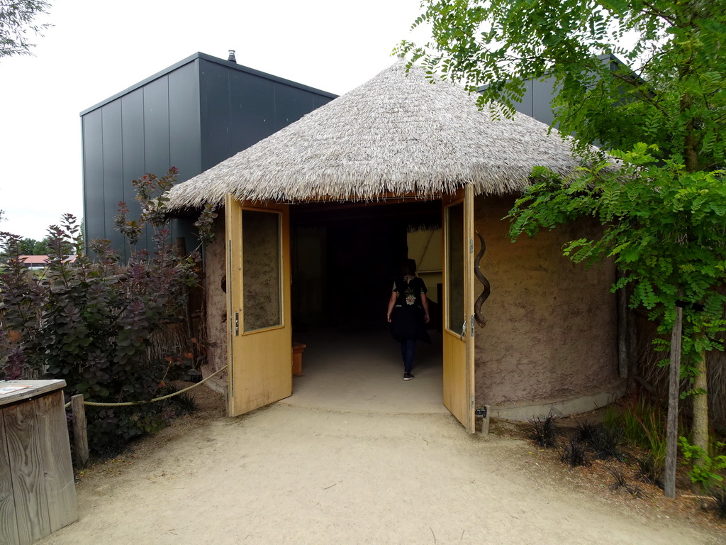 Entrance to the Reticulated Giraffe building at the Ngorongoro area at ZooParc Overloon