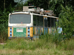 Old school bus at the Basecamp area at ZooParc Overloon