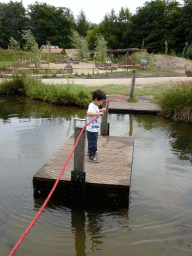 Max on a cable ferry at the Basecamp area at ZooParc Overloon