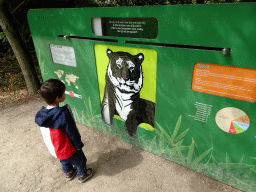 Max with information on the White Tiger at the Jangalee area at ZooParc Overloon
