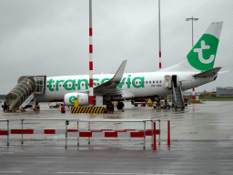 Our Transavia airplane at the Rotterdam The Hague Airport