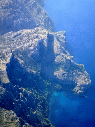 Cliffs on the northwest side of Mallorca, viewed from the airplane from Rotterdam