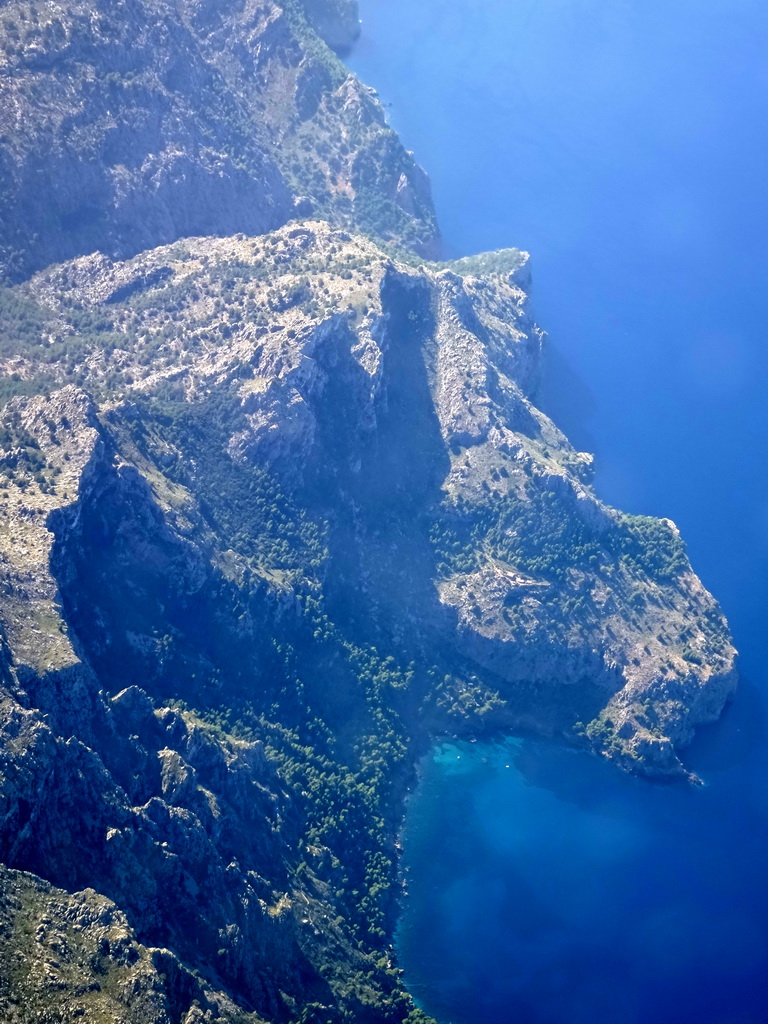 Cliffs on the northwest side of Mallorca, viewed from the airplane from Rotterdam