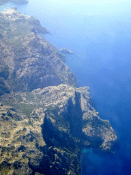 Cliffs on the northwest side of Mallorca, viewed from the airplane from Rotterdam