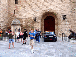 East entrance to the Royal Palace of La Almudaina at the Carrer del Palau Reial street