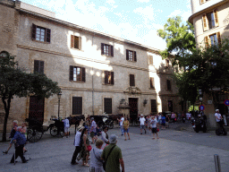 Horses and carriages at the Carrer del Palau Reial street