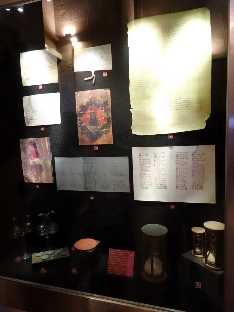 Drawings, texts, hourglasses and other items at the Gothic Chapter House at the Palma Cathedral