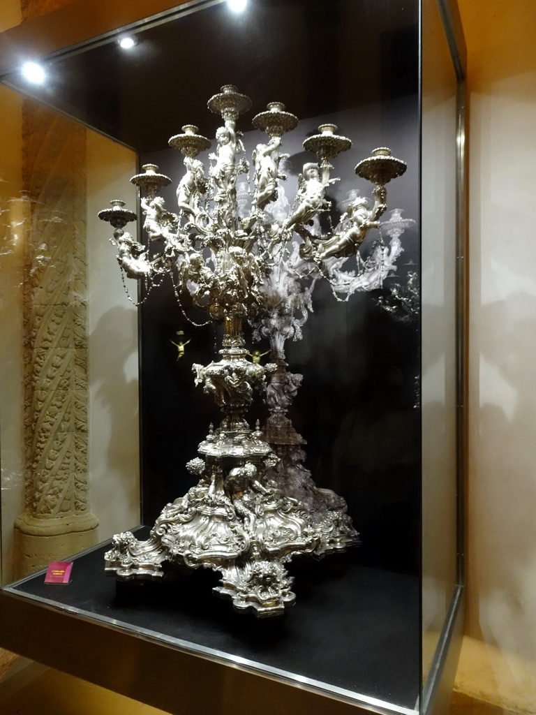 Silver candelabra at the Gothic Chapter House at the Palma Cathedral