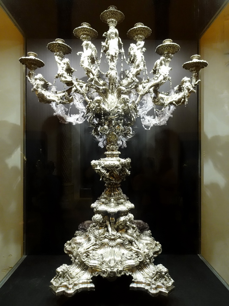 Silver candelabra at the Gothic Chapter House at the Palma Cathedral