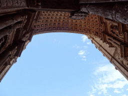 The Great Portal at the west side of the Palma Cathedral at the Carrer del Palau Reial street, viewed from right below