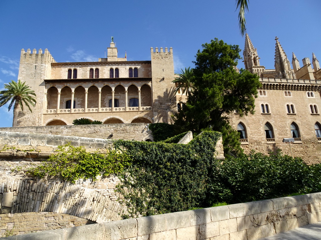 South side of the Royal Palace of La Almudaina, viewed from the Passeig Dalt Murada street