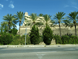 The Bastió de Sant Pere bastion, viewed from the rental car on the Avinguda de Gabriel Roca street