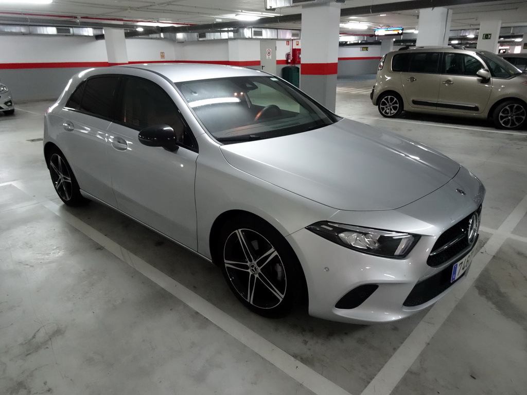 Our rental car in the parking garage of the Palma Aquarium